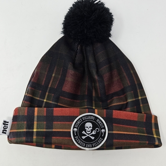 NEFF X DISNEY COLLECTION BLUE PLAID POM POM BEANIE HAT DISNEY VILLIANS UNISEX OS - Picture 6 of 9